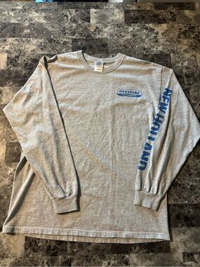 Gildan Gray Long-Sleeve Tee with Blue 'Official Member' Print